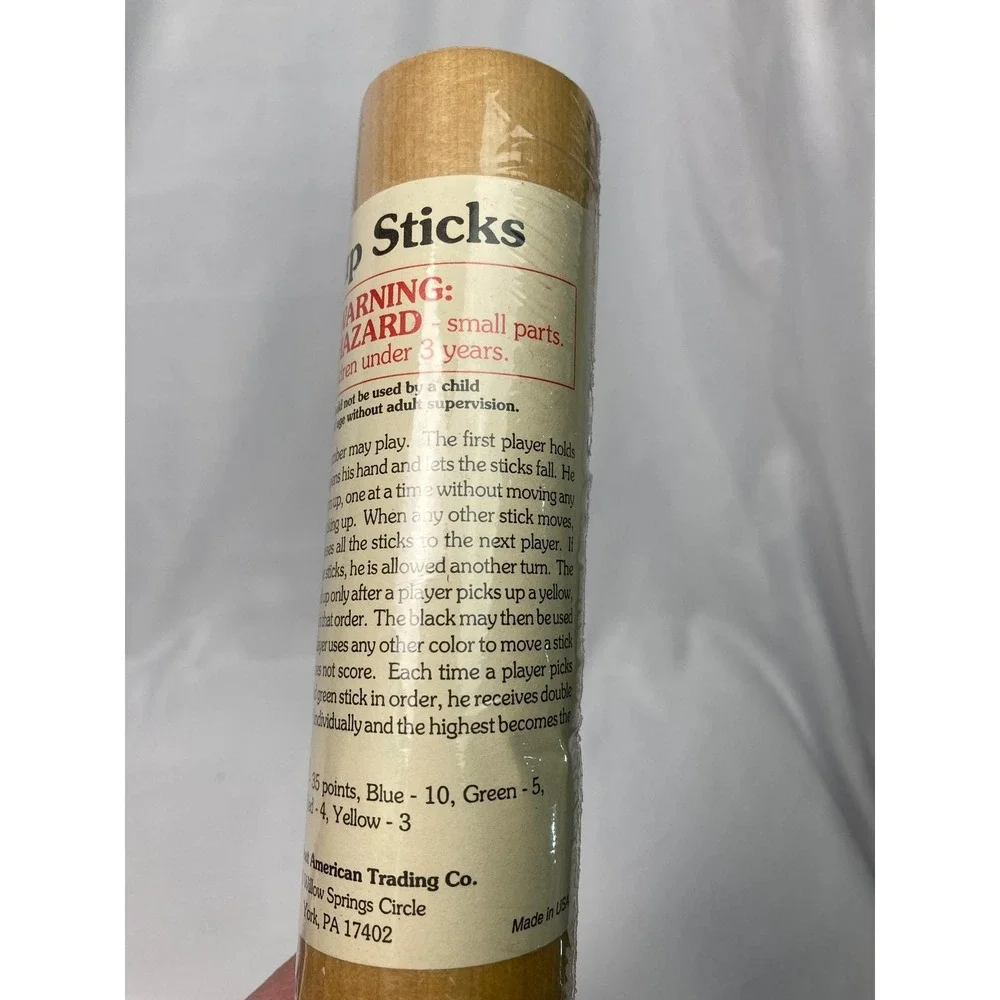 Vintage Pickup Sticks Game – Sealed Wooden Tube‎ – Classic Retro Toy